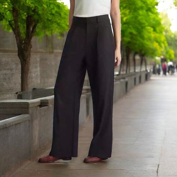 NWT - Everlane The Way-High Black Drape Pants Women's Size: 8S - Picture 1 of 8